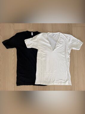American Apparel Black & White Short Sleeve Henley Tee Bundle